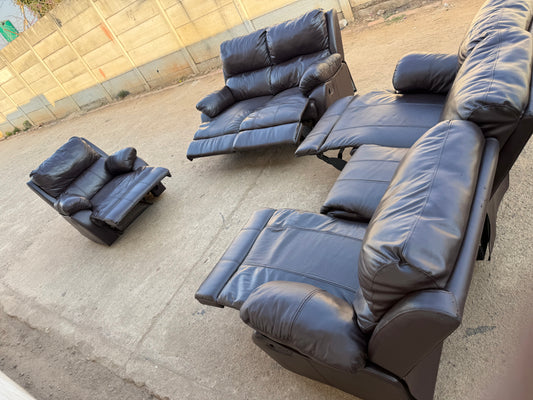 6-Seater Leather Recliner Sofa Set