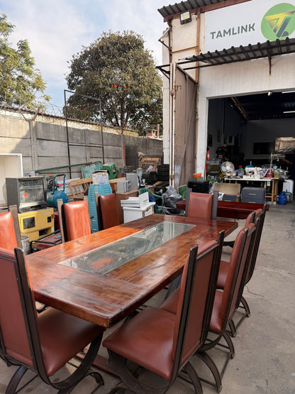 8 Sitter Teak Table With 8 Chairs and Console