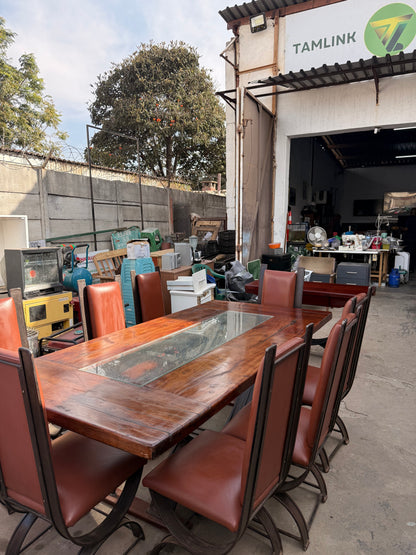8 Sitter Teak Table With 8 Chairs and Console