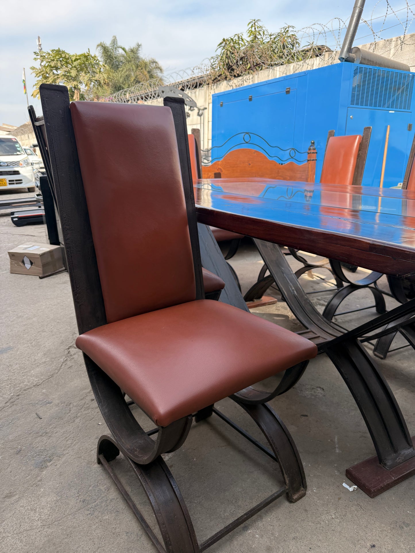 8 Sitter Teak Table With 8 Chairs and Console