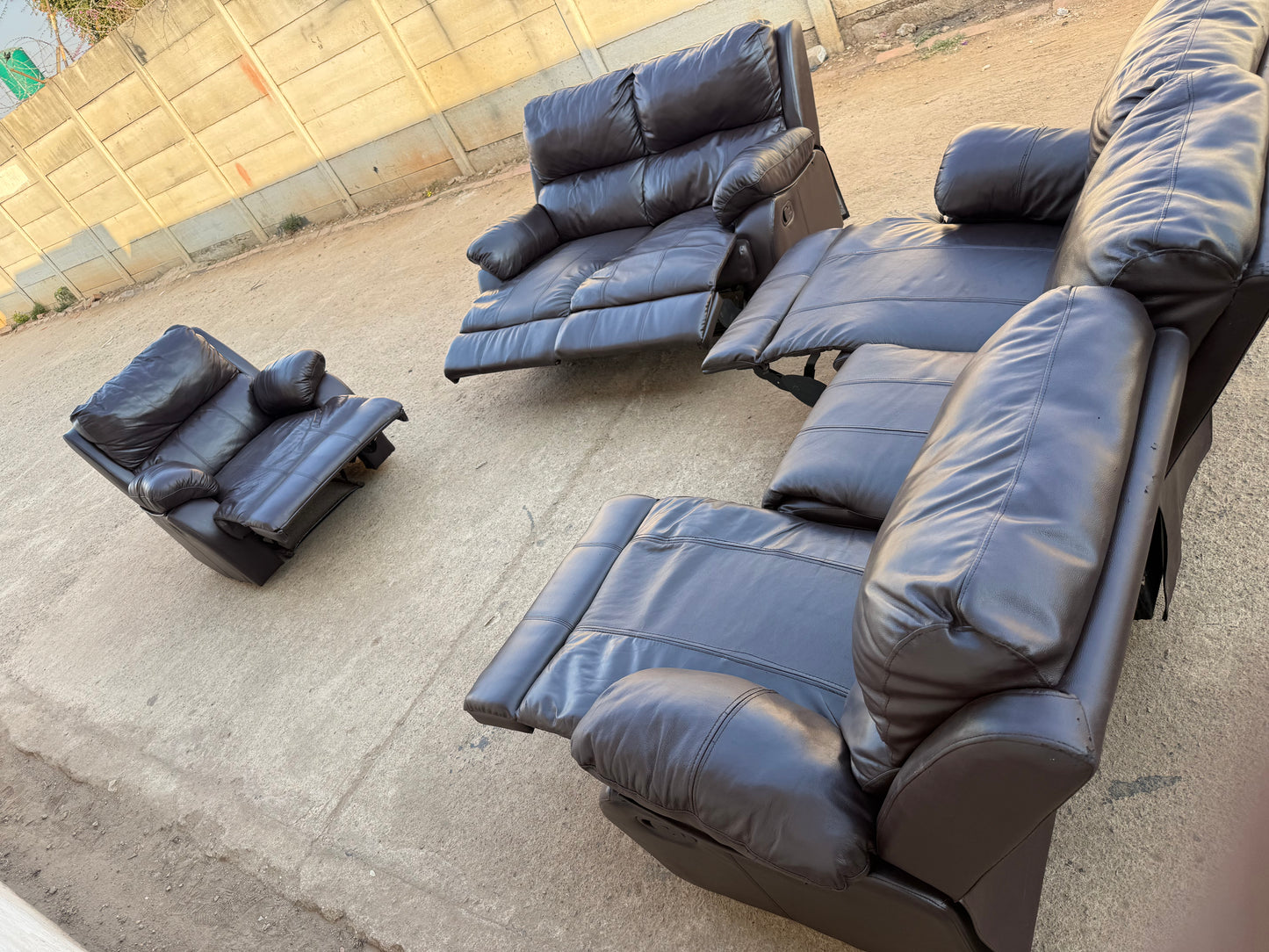 6-Seater Leather Recliner Sofa Set