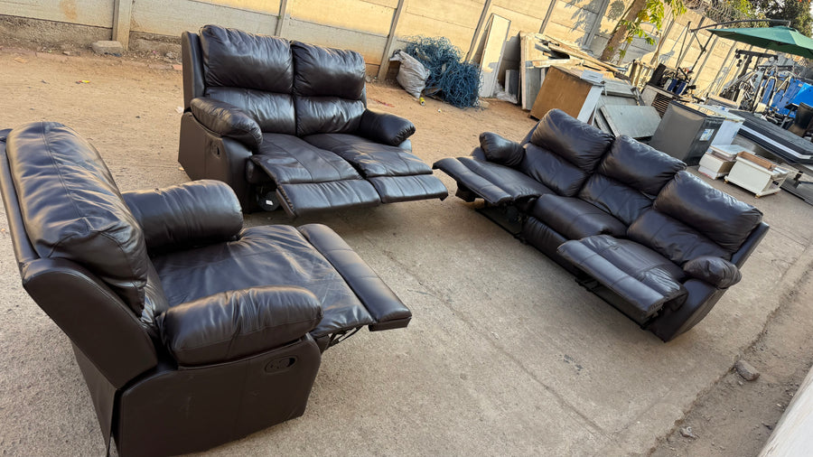 6-Seater Leather Recliner Sofa Set