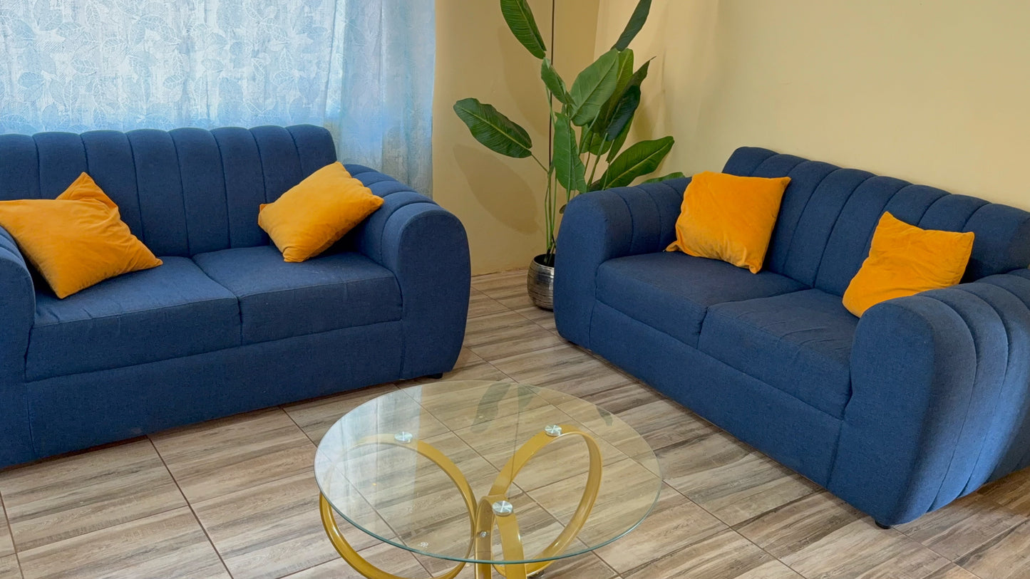 Modern Navy-Blue Couch Set