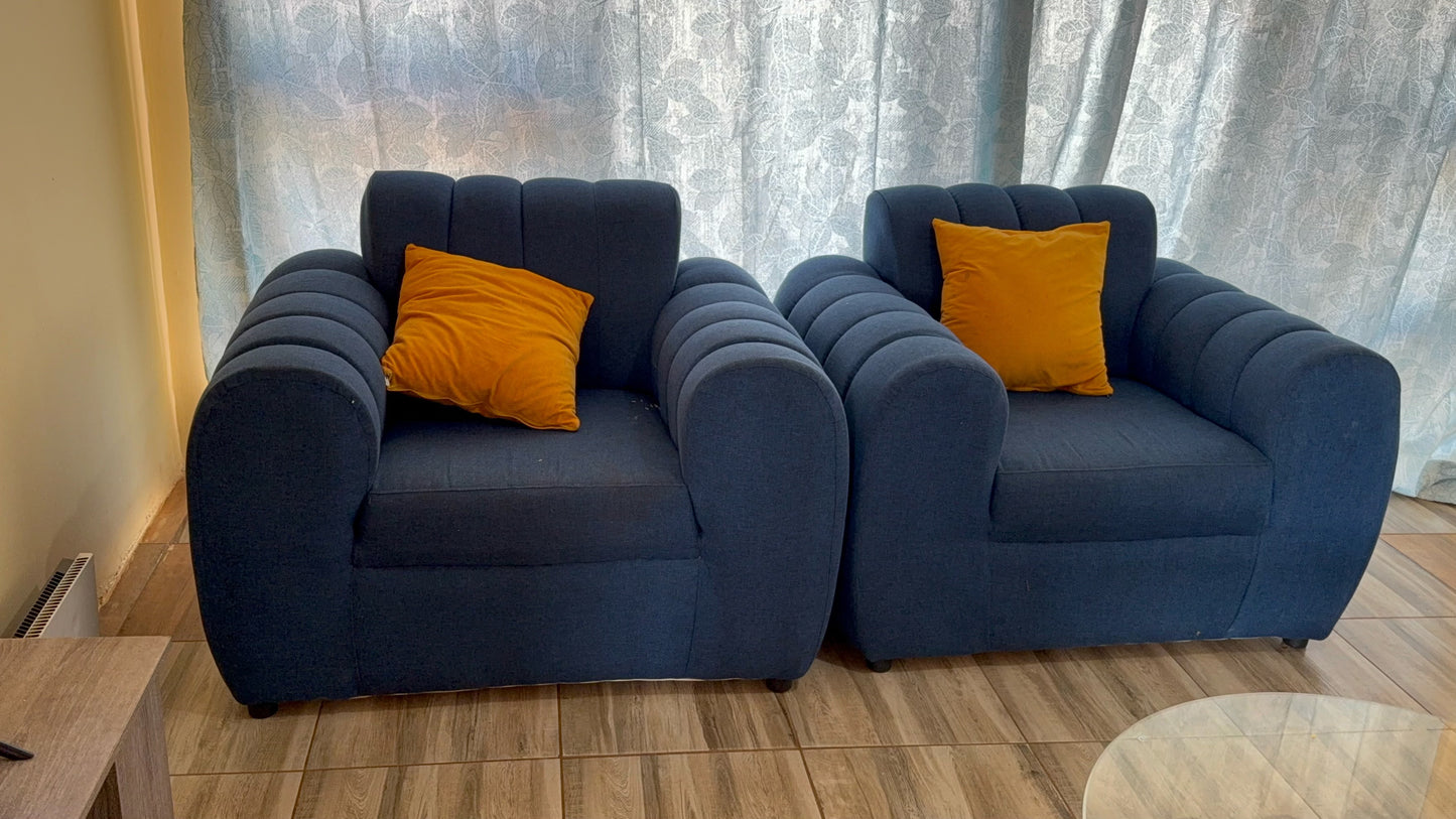 Modern Navy-Blue Couch Set