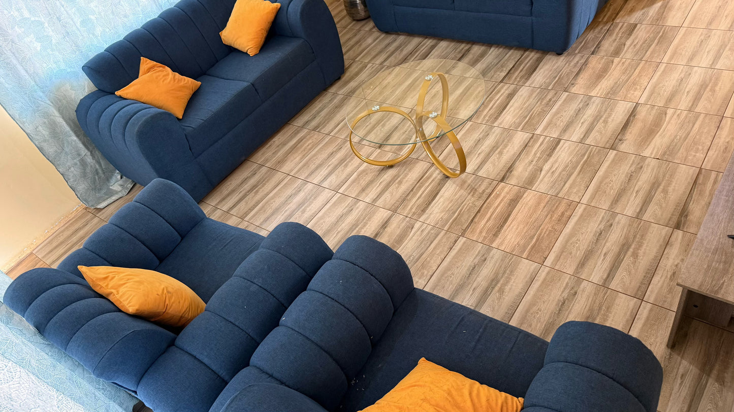 Modern Navy-Blue Couch Set