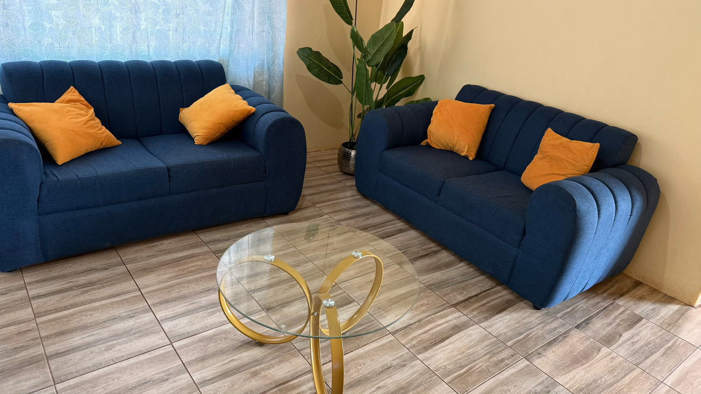 Modern Navy-Blue Couch Set