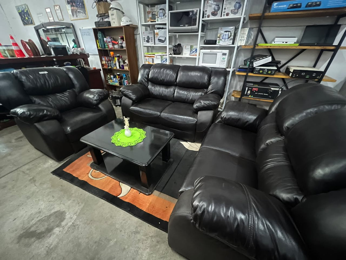 5  Seater Black Genuine Leather Couch