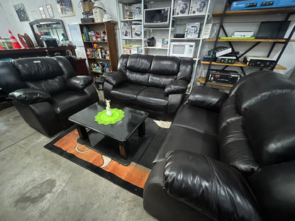 5  Seater Black Genuine Leather Couch