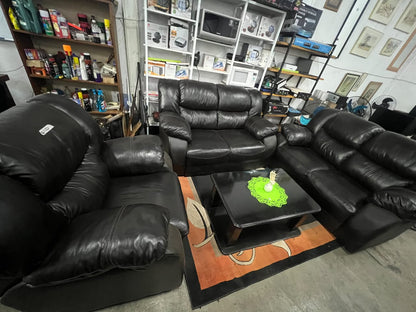 5  Seater Black Genuine Leather Couch